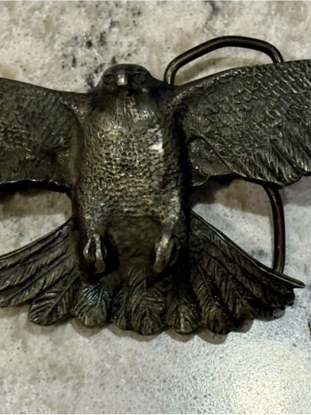 Vintage Vinegarroon Flying American Eagle Belt Buckle 1978 Pewter